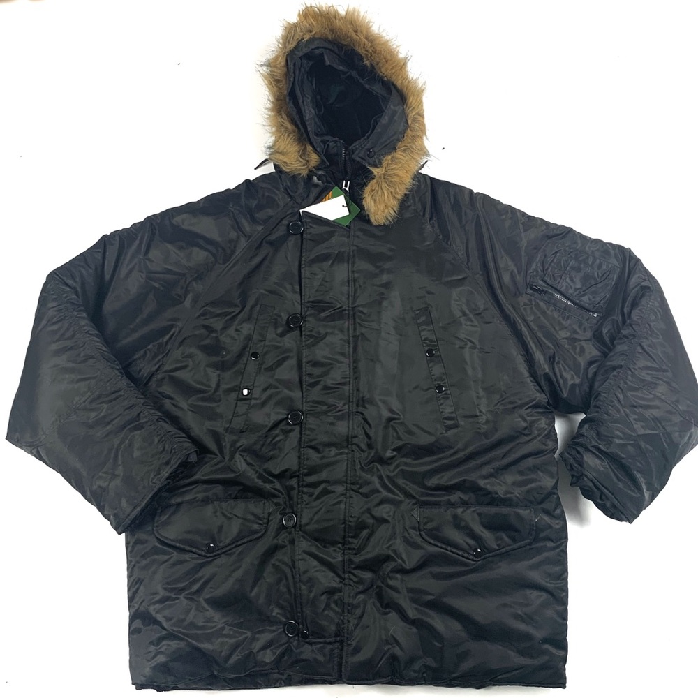 DELF | Nwt Black Puffy Parka Jacket Removable Fur